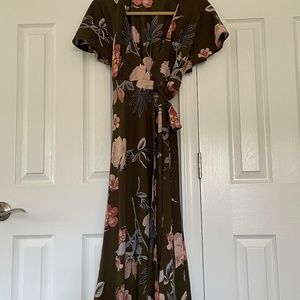 Olive Green Floral Dress